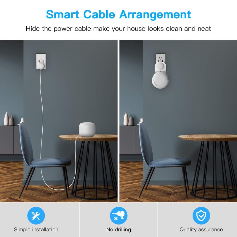 Koroao حامل جداري لمخرج المنزل الذكي Koroao فقط لجهاز توجيه Google Nest WiFi (الجيل الثاني) - تركيب سهل وبدون فوضى الأسلاك لحامل جهاز توجيه Google 4x4 AC2200 Nest Mesh Wi-Fi (3 عبوات)  - Image 2